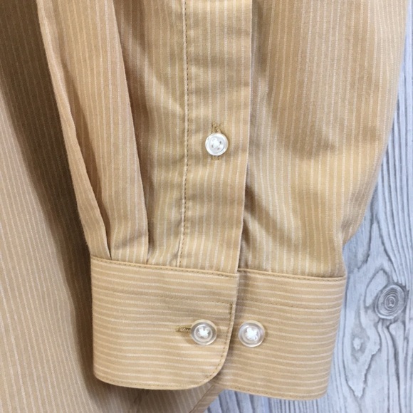 Van Heusen Wrinkle-free Large Gold Yellow Striped Dress Shirt - Picture 3 of 5